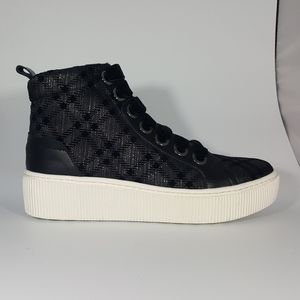 The Flexx Black Leather with Black Plaid High Top
